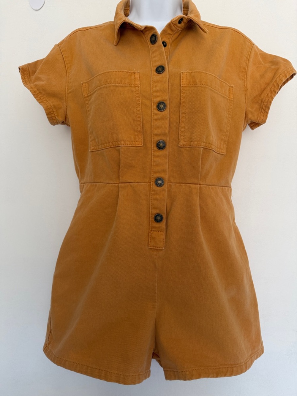 BDG Rust-Colored Short Sleeve Cotton Romper